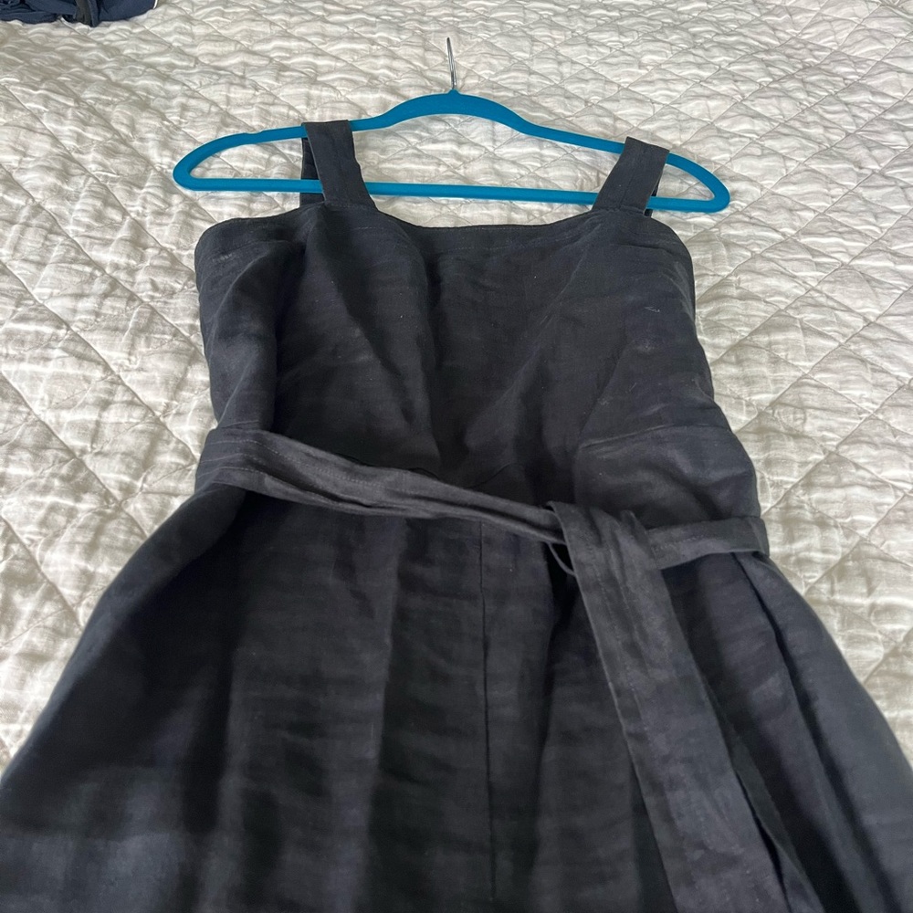 Quince 100% European Linen Square Neck Jumpsuit Black XS. NWT. - Picture 6 of 6